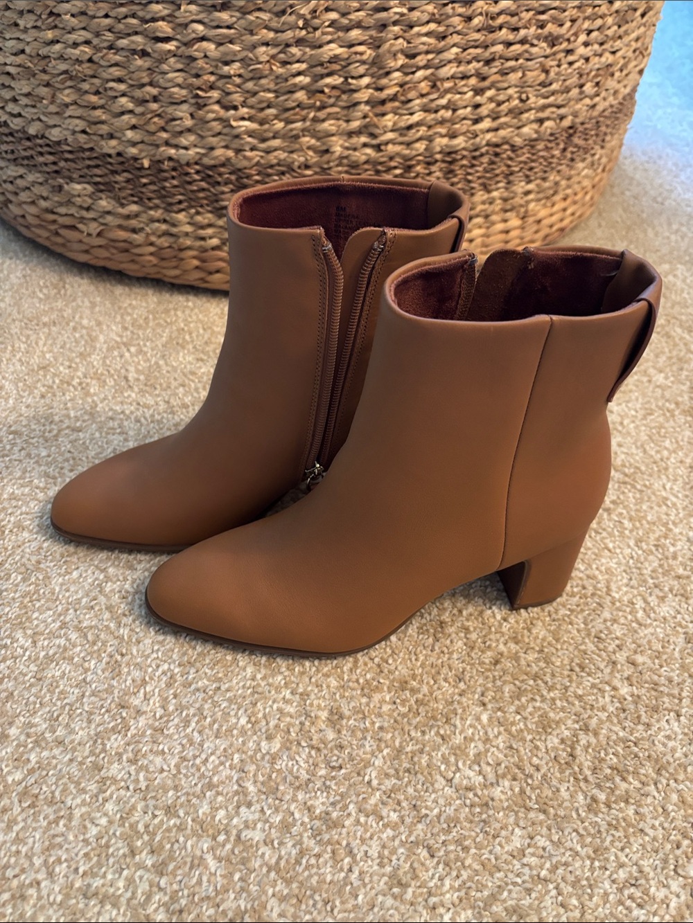 AEROSOLES Brown Block Heel Ankle Boots